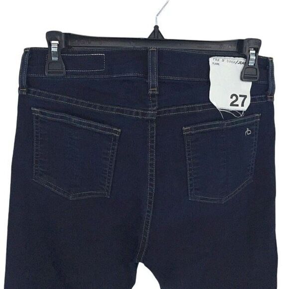 Rag & Bone Womens Frayed Hem 10-inch Crop Flare Jeans Dark Blue Dune Size 27 - Picture 6 of 13